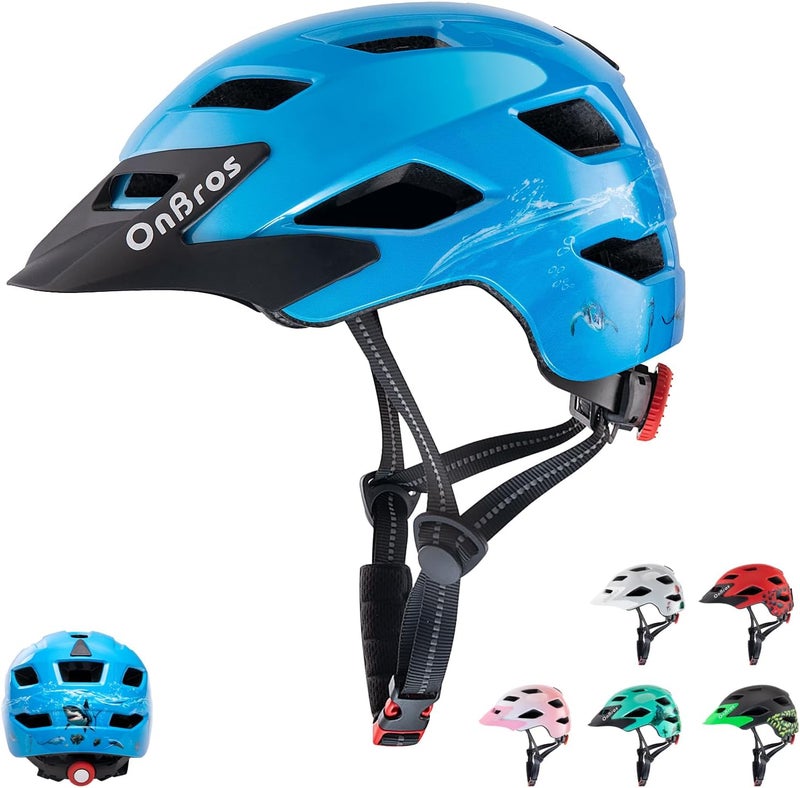 OnBros Kids Bike Helmet - Bike Helmets for 5-14 Boys or Girls with Visor, Children Bicycle Helmet for Skateboard Mountain Scooter Road Cycling, Lightweight and Adjustable 50-57CM - Image 1